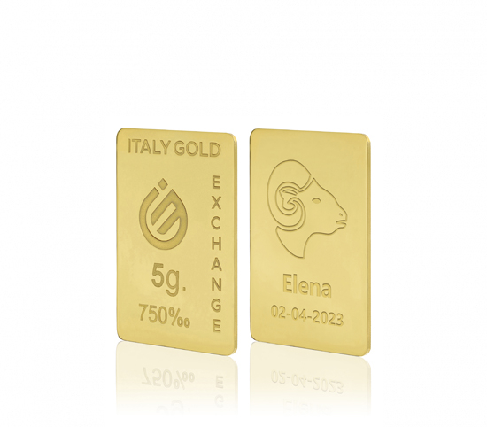 Lingotto Oro segno zodiacale Ariete 18 Kt da 5 gr. IGE GOLD
